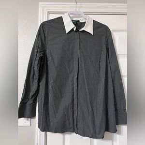EUC Black w/ white pinstripe Ralph Lauren blouse.